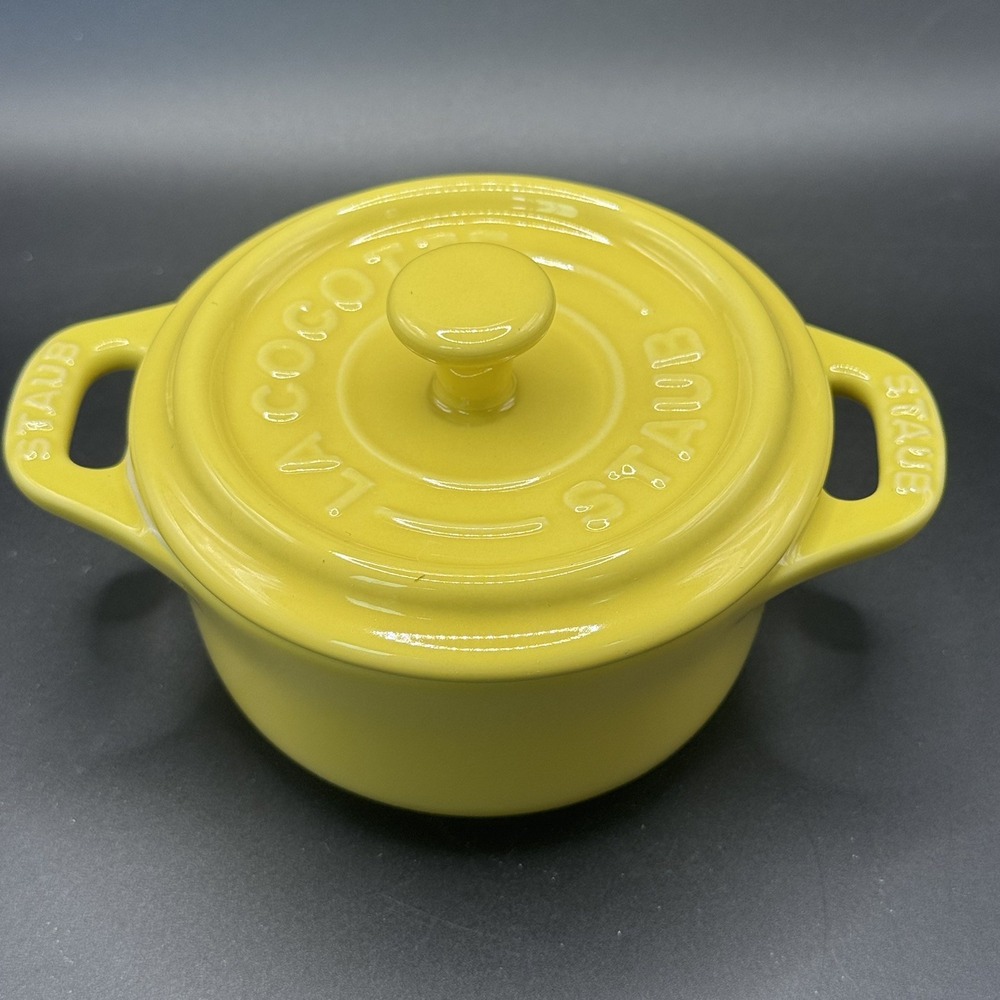 Staub Mini Ceramic La Cocotte Citron 0.2L 0.25Qt 10cm 4" NIB - Lidded